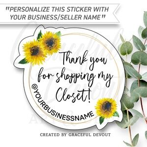 🌻Thank You For Shopping My Closet - Sticker 2" (inches)(48ct.) [GD85-48]
